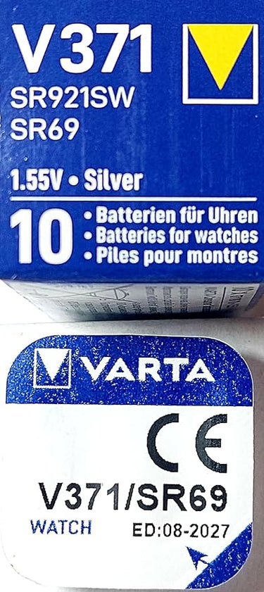 VARTA Juego de 10 Pilas de óxido de Plata para Reloj, V371 (SR69) SR920SW 1,55 Volt